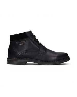 Bugatti Mens Black Leather Lace-up Chukka Ankle Boots - Rigalo Evo