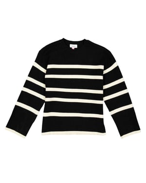 Vero Moda Saba-tröja med ränder i avslappnad passform för barn/ungdomar (Svart/björk)