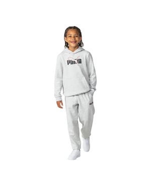 Puma Fleece-joggingbroek met logo voor kinderen (Grijs)