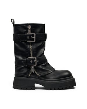 Windsorsmith Dames Zwarte Chunky Platform Boots Pull-On High Laarzen - Vendetta