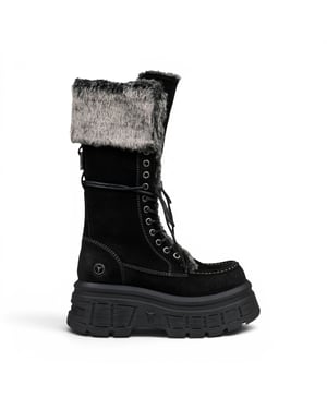 Windsorsmith Dames zwarte suède leren platform gevechtslaarszen - Saintly