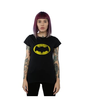 DC Comics Womens/Ladies Batman TV Series Distressed Logo Cotton T-Shirt (Black)