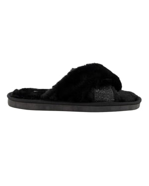 Dune London Dames Diamante Nepbont Binnenpantoffels (Zwart)