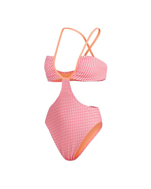 Speedo Dam Gingham Enbitar Baddräkt (Ljusrosa)