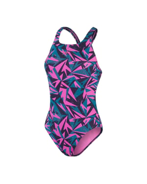 Speedo Dames/Dames Hyper Boom Allover Medalist Eéndelig Zwempak (Marine/Orchidee)