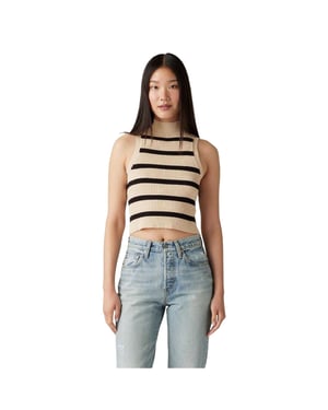 Levis Tulip-tröja för damer med hög hals, utan ärmar och kort modell (Creme)