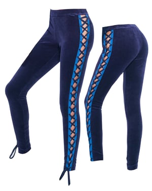 Puma x Rihanna Fenty Laced Womens Blue Velour Leggings