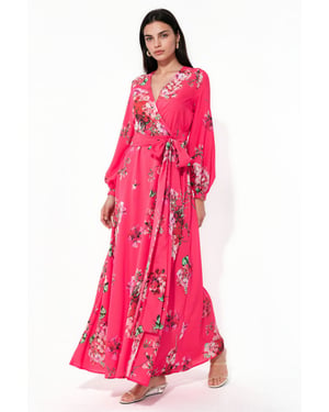 Bloemenwrap-midi-jurk