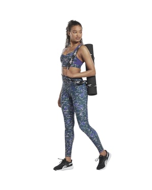 Reebok Sportbeha voor dames met 'Lux Camouflage'-motief, medium ondersteuning (Bosgroen)
