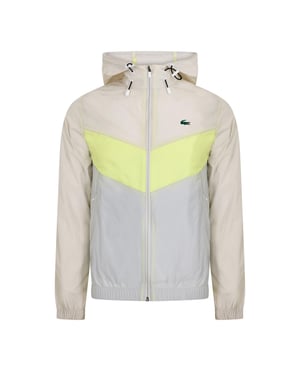 Lacoste Heren-anorak: blousonjas met kleurblokken (Grijs/Limoen/Lichtblauw)