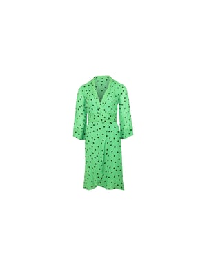 Ganni Dainty Polka Dot jurk in groene viscose