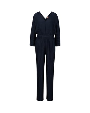 Boss Dames Geplooide Regular Blouson Mouw Jumpsuit (Blauw)
