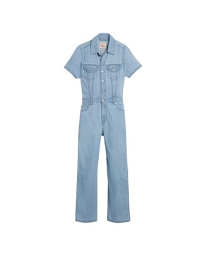 Levi's Dames Denim Korte Mouwen Jumpsuit (Blauw)
