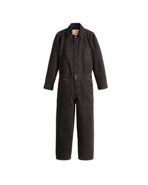 Levi's Dames Iconische Denim Col Droge Wijde Pantalon Lange Mouwen Jumpsuit (Zwart)