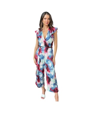 AX Paris Dames Abstracte Polyester Wrap Jumpsuit (Multikleur Print)