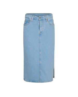 Levis Midilång kjol med sidoslits för kvinnor/damer (Ljus stenblå)