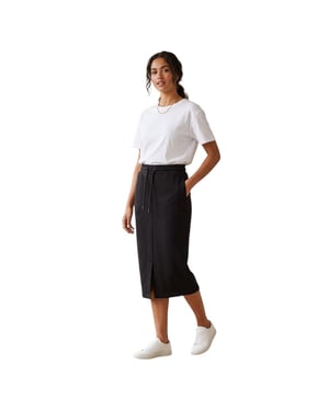 Off White Midi-kjol i strukturerad fleece för kvinnor/damer (Svart/vit)