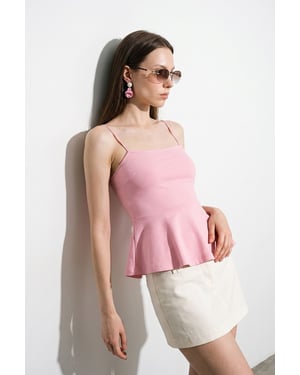 Fitted Square-neck Frilly Cami Top