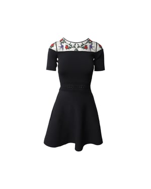 Sandro Paris Rozenapplicatie Mini Jurk in Zwarte Viscose