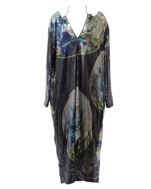 Ganni Maxi-jurk van mesh met pailletten in veelkleurige polyester