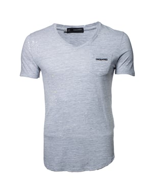Dsquared2, grijze t-shirt met gescheurd ontwerp
