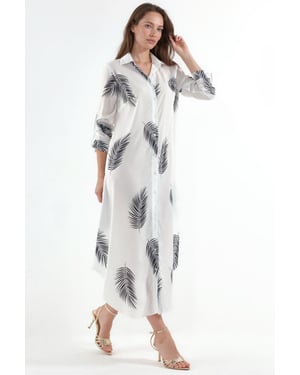 Text Print Maxi Shirt Jurk