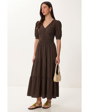 Dames Katoenen Poplin Maxi-jurk