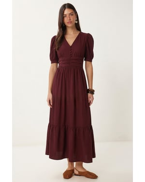 Dames Katoenmix Poplin Maxi Jurk