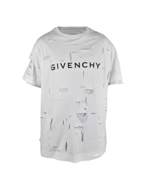 Givenchy T-shirt med hål i två lager Vit