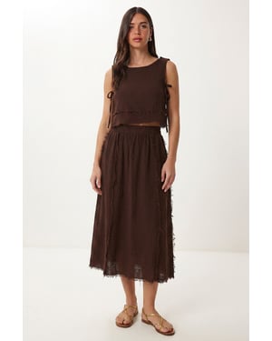 Cotton Sleeveless Blouse And Midi Skirt Set