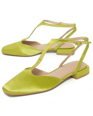 Montevita ballerina's met lage hak in groen satijn