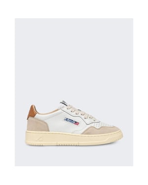 Autry Dames aulw-ls16-medalist low wom leat/suede wht/lion