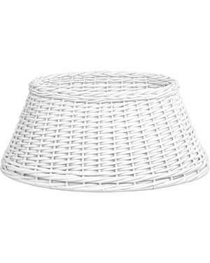 WDMT Rieten kerstboomrok wit Ø56 x 22 cm – kerstboommand van gevlochten riet –