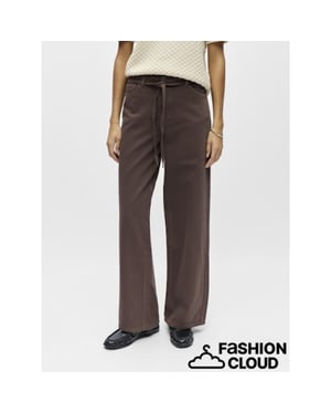 Object Rosie wide leg jeans met strikceintuur seal brown