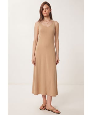 U Kraag Midi Jurk