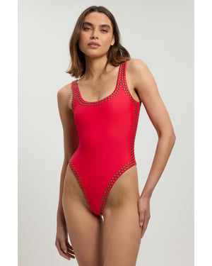 Bronze Studded High Leg Swimsuit