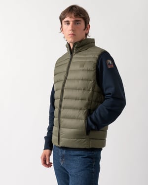 Slim Fit Sleeveless Logo Detail Gilet in Olive