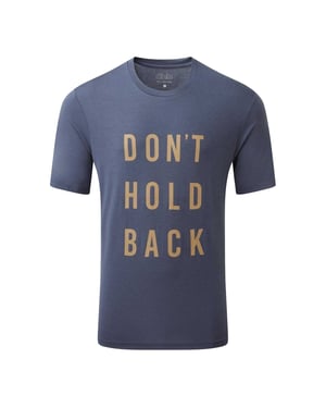 dhb T-shirt voor heren: 'Houd je niet in' (Stemming Indigo)