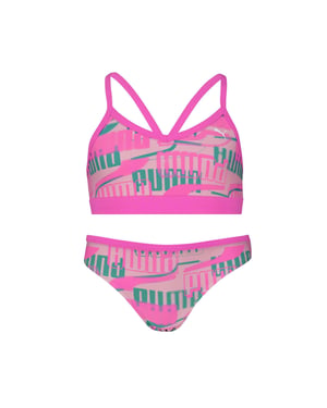 Girls Puma Printed Bikini Sets in Pink Combo