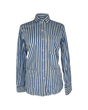 Celine Button Down Stripes Blouse in Light Blue Cotton