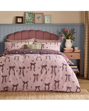 Furn Belle Stripe Reversible Duvet Cover Set, Rosewood