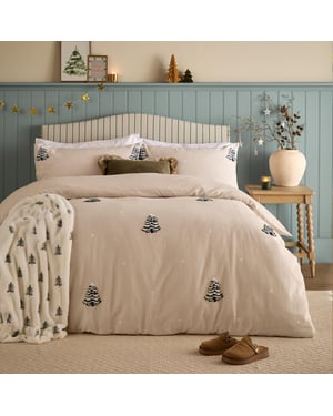 Furn Pine Tree 100% Cotton Tufted Duvet Cover Set, Natural