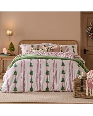Wylder Spruce Stripe Reversible Brushed Cotton Duvet Cover Set, Oat