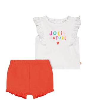 Carrement Beau Set med topp och shorts från Jolie Nature för små flickor (Vit/orange)