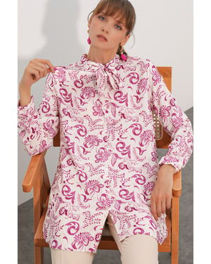Lange Bloemen Viscose Overhemd