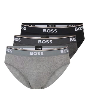 Boss Premium katoenen herenslips (set van 3) (Grijs/Donkergrijs/Zwart)