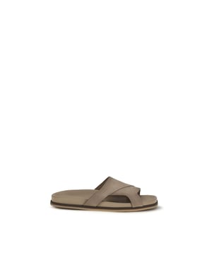 Santoni Beige Kalfsleren Bos Taurus Flat Sandalen