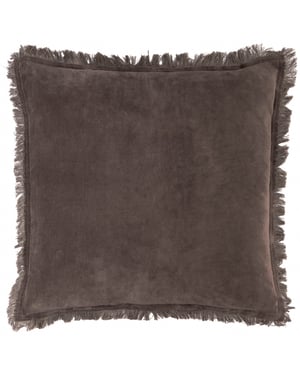 Yard Jaye Cotton Velvet Polyester Filled Cushion, Bitter Chocolate