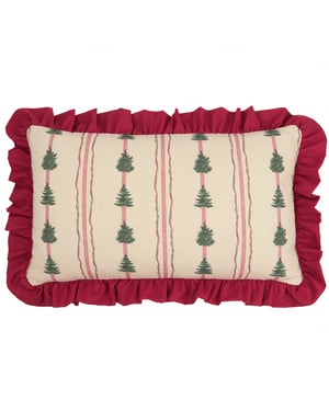 Wylder Spruce Stripes Christmas Cushion Cover, Linen/Dark Red