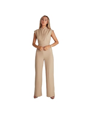 Odd Muse Dames/Dames Jumpsuit met Strikband (Kameel)
